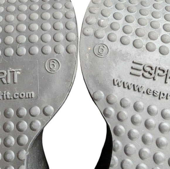 Vintage Y2K Esprit Platform Chunky Wedge Sandals Olive Green Gold Embroidery - Picture 5 of 9